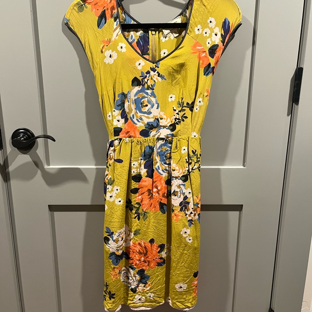 Moulinette Soeurs Yellow Floral Midi Dress